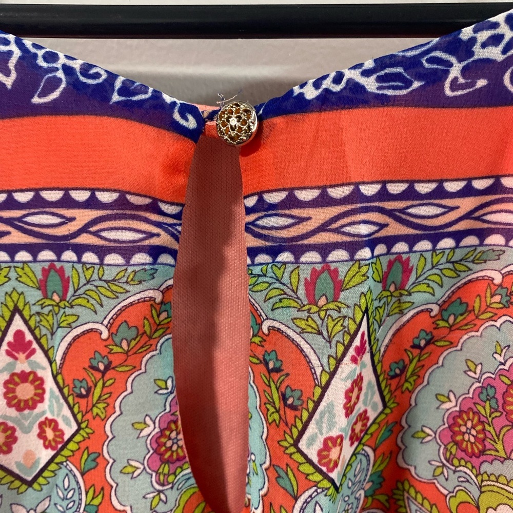 Pink Owl Multicolor Bohemian Summer Dress. Boho mini dress size small - Picture 5 of 10